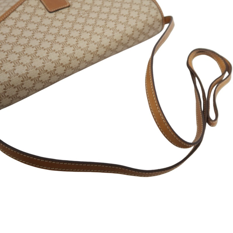 CELINE Macadam Pattern Envelope Shoulder Bag Pvc Beige