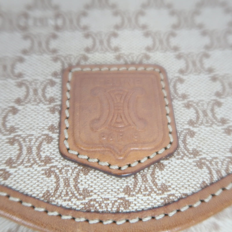 CELINE Macadam Pattern Envelope Shoulder Bag Pvc Beige