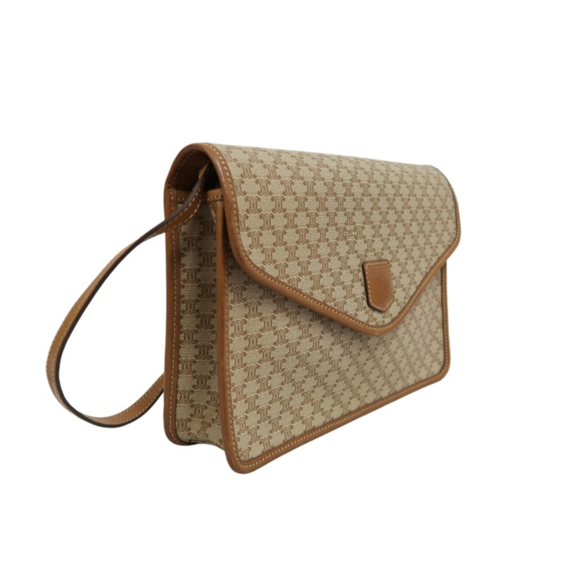 CELINE Macadam Pattern Envelope Shoulder Bag Pvc Beige
