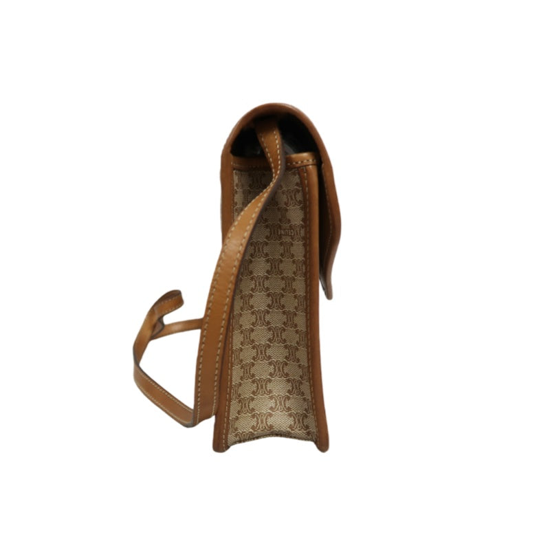 CELINE Macadam Pattern Envelope Shoulder Bag Pvc Beige