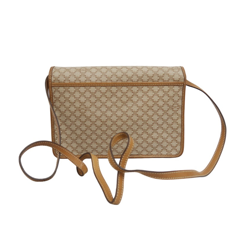 CELINE Macadam Pattern Envelope Shoulder Bag Pvc Beige