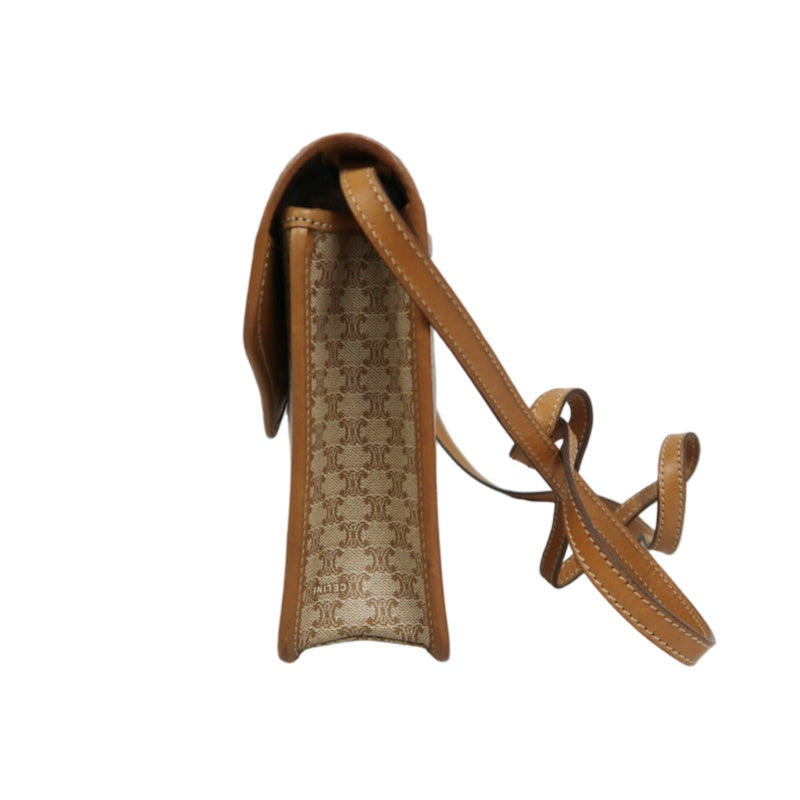 CELINE Macadam Pattern Envelope Shoulder Bag Pvc Beige