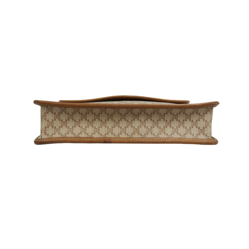 CELINE Macadam Pattern Envelope Shoulder Bag Pvc Beige