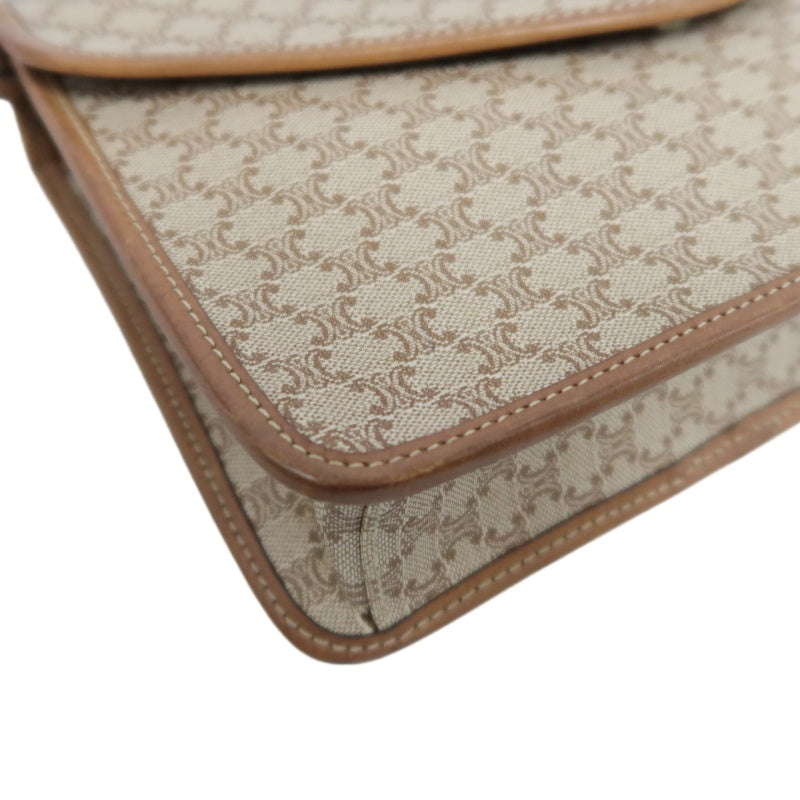 CELINE Macadam Pattern Envelope Shoulder Bag Pvc Beige
