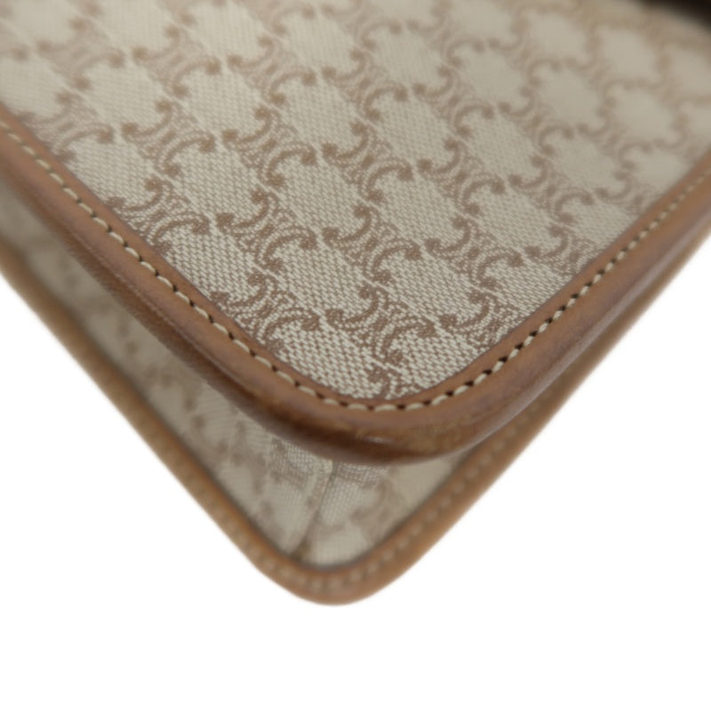 CELINE Macadam Pattern Envelope Shoulder Bag Pvc Beige
