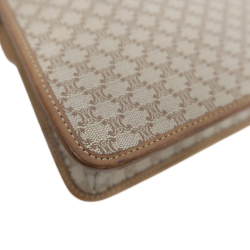 CELINE Macadam Pattern Envelope Shoulder Bag Pvc Beige