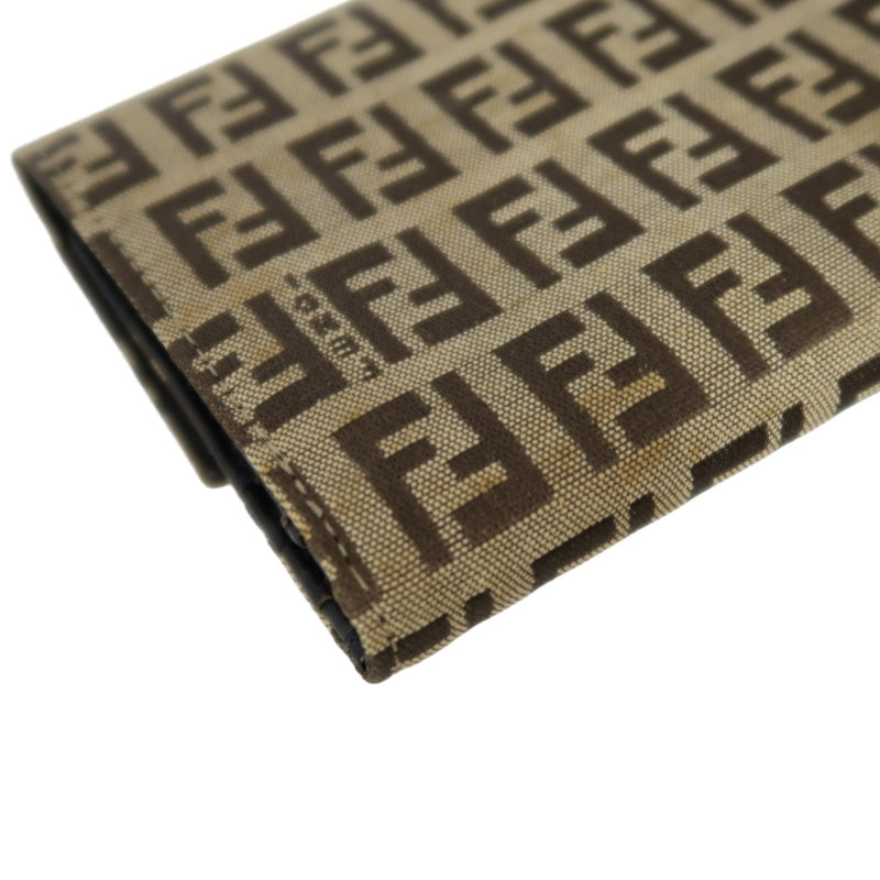 FENDI Zucca Trifold Wallet Canvas Beige Brown