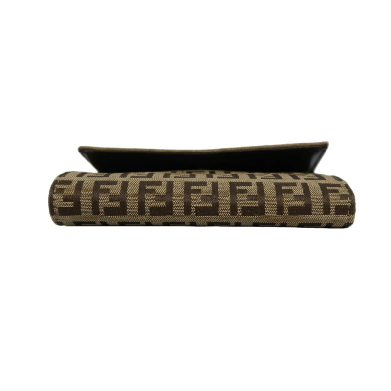 FENDI Zucca Trifold Wallet Canvas Beige Brown