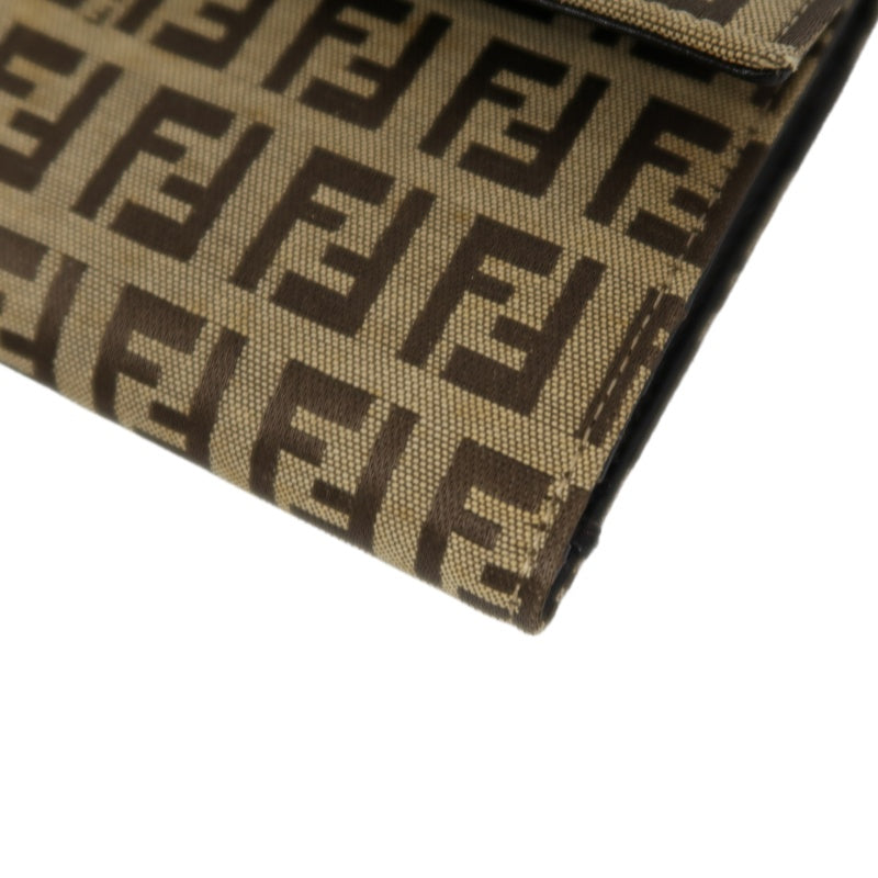 FENDI Zucca Trifold Wallet Canvas Beige Brown
