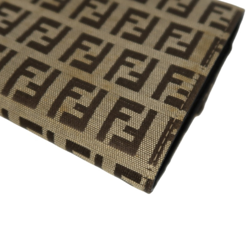 FENDI Zucca Trifold Wallet Canvas Beige Brown