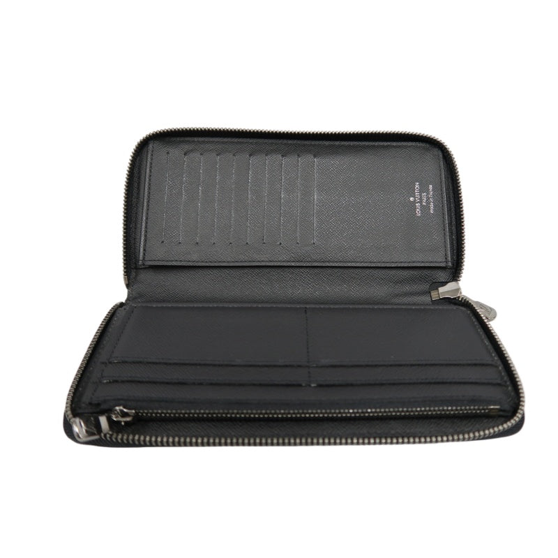 LOUIS VUITTON Monogram Eclipse Zippy Vertical Long Wallet Pvc Black Silver Hardware With Dust Bag