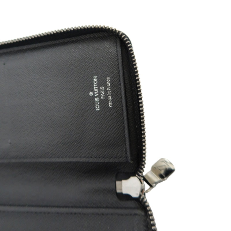 LOUIS VUITTON Monogram Eclipse Zippy Vertical Long Wallet Pvc Black Silver Hardware With Dust Bag