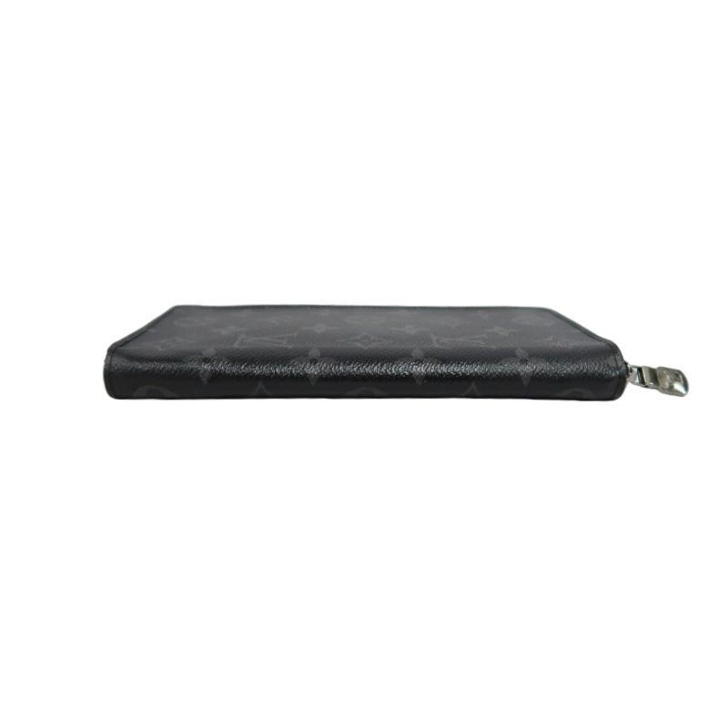 LOUIS VUITTON Monogram Eclipse Zippy Vertical Long Wallet Pvc Black Silver Hardware With Dust Bag