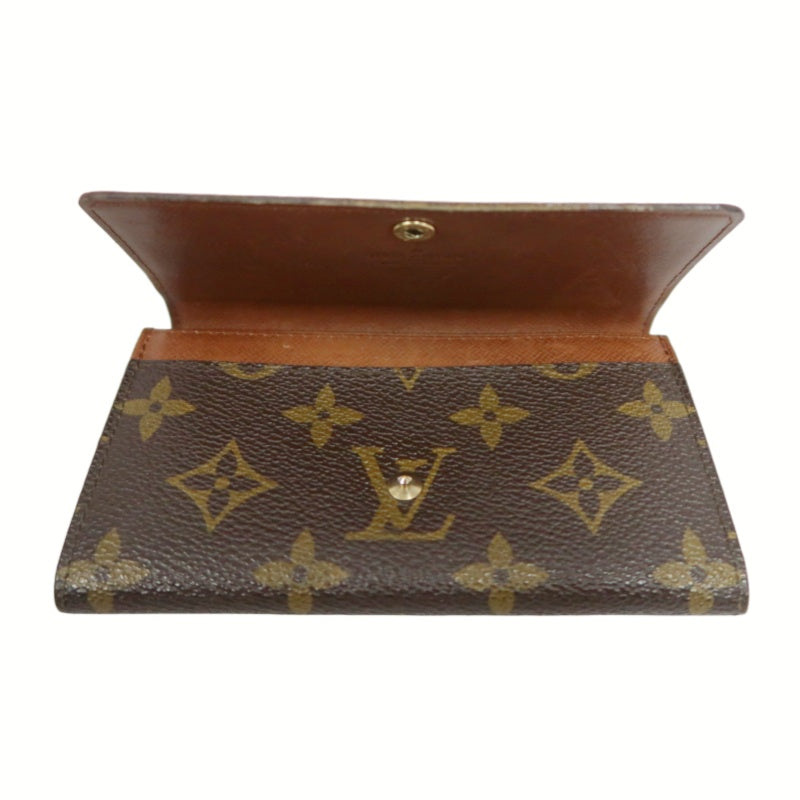 LOUIS VUITTON Porte-Monnaie Billets Compact Monogram Wallet Pvc Brown Gold Hardware