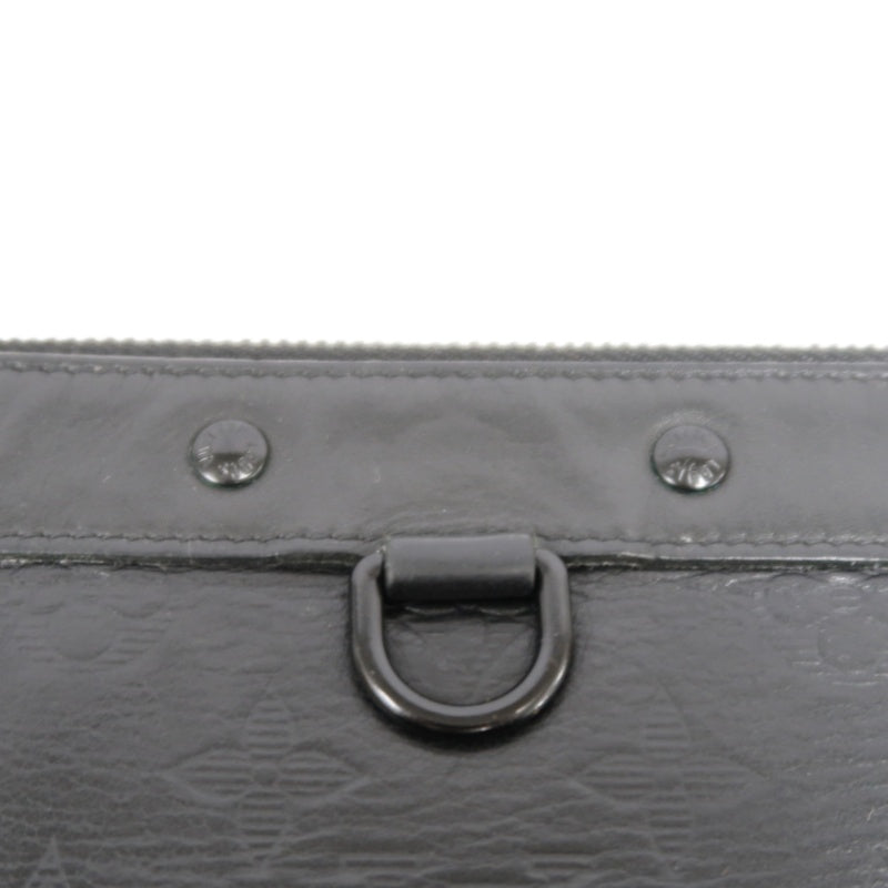 LOUIS VUITTON Discovery Pochette Shadow Clutch Bag Leather Black