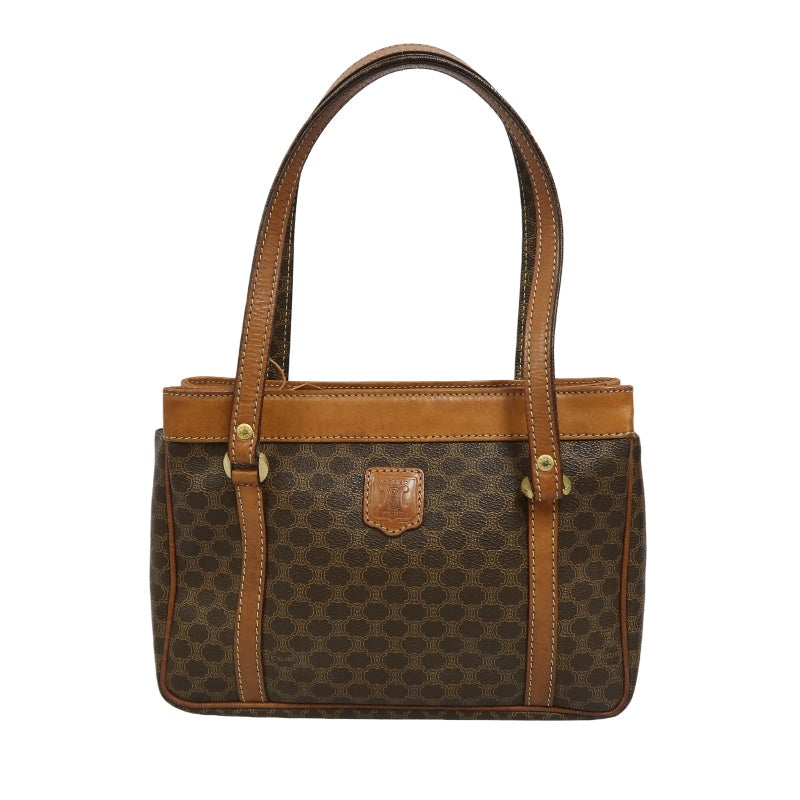 CELINE Macadam PVC Tote Shoulder Bag Brown with Gold Hardware
