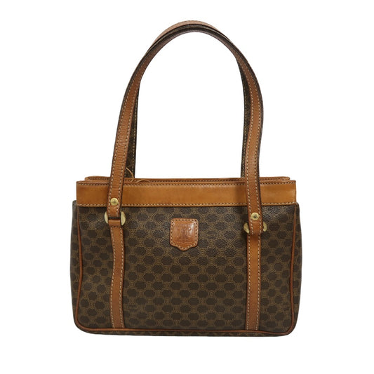 CELINE Macadam PVC Tote Shoulder Bag Brown with Gold Hardware