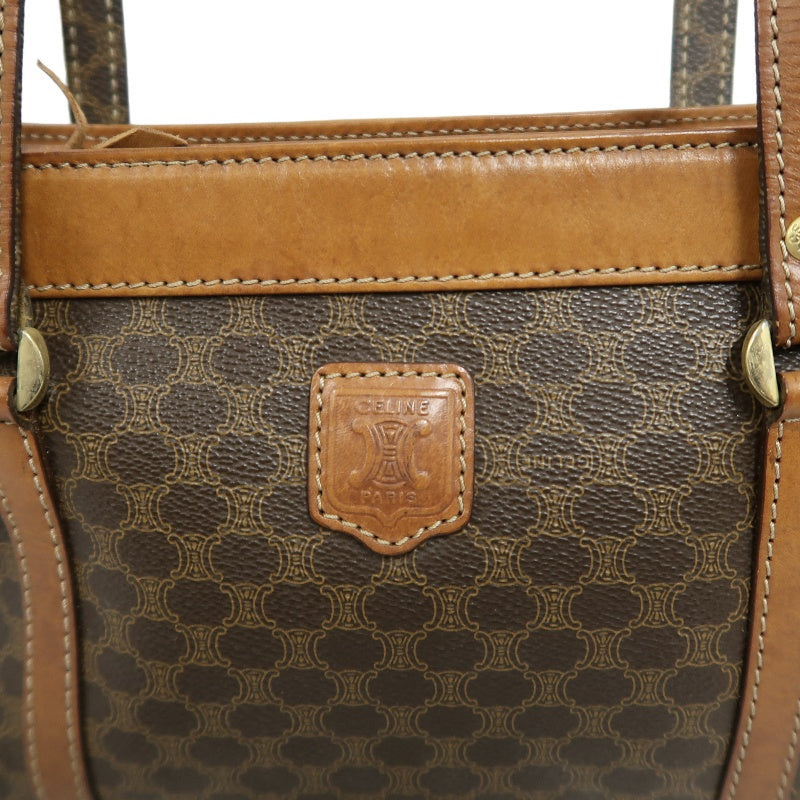 CELINE Macadam PVC Tote Shoulder Bag Brown with Gold Hardware