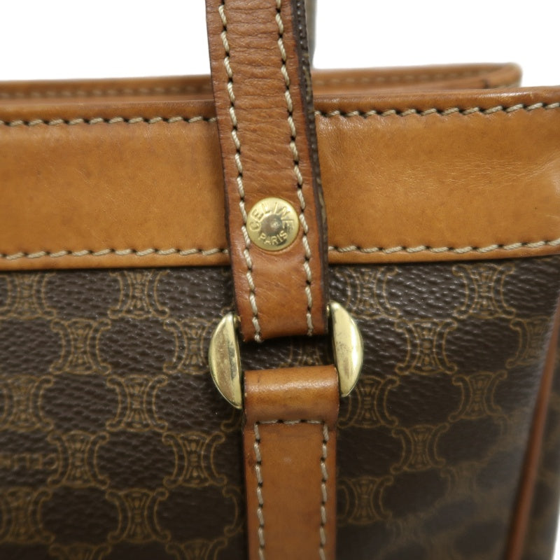 CELINE Macadam PVC Tote Shoulder Bag Brown with Gold Hardware