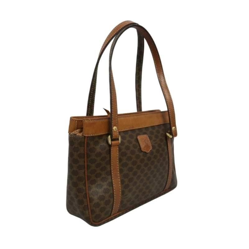 CELINE Macadam PVC Tote Shoulder Bag Brown with Gold Hardware