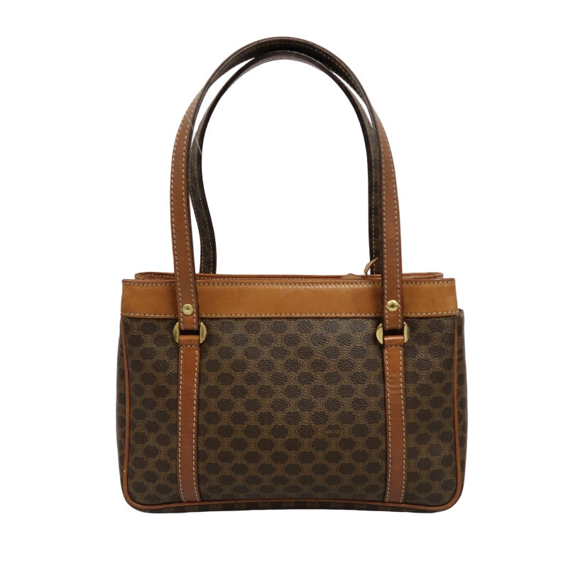CELINE Macadam PVC Tote Shoulder Bag Brown with Gold Hardware