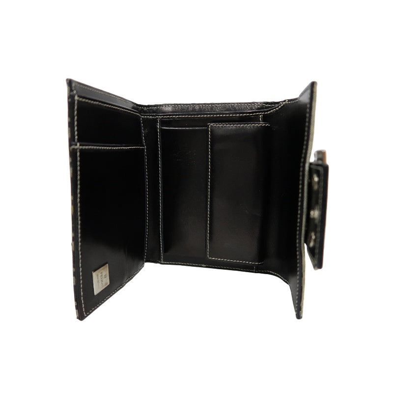 FENDI Zuccino Tri-fold Wallet, Navy/Grey Canvas, Silver Hardware