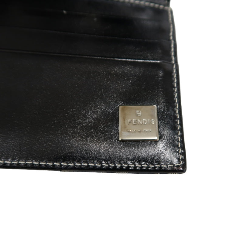 FENDI Zuccino Tri-fold Wallet, Navy/Grey Canvas, Silver Hardware