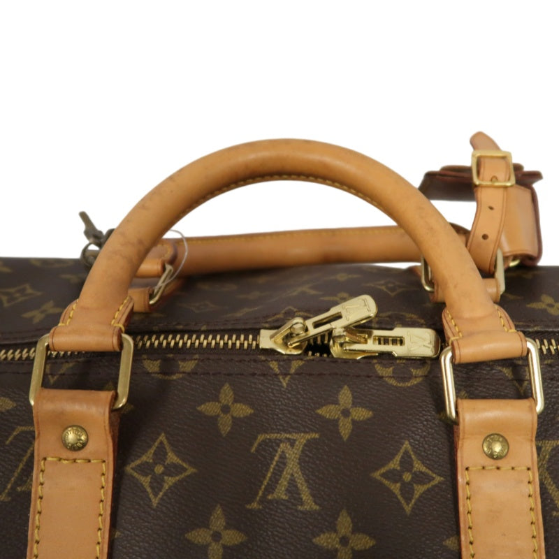 LOUIS VUITTON Keepall 55 Bandouliere Monogram Travel Boston Bag Pvc Brown With Lock, 2 Keys, Shoulder Strap, Name Tag And Dust Bag
