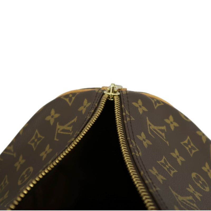 LOUIS VUITTON Keepall 55 Bandouliere Monogram Travel Boston Bag Pvc Brown With Lock, 2 Keys, Shoulder Strap, Name Tag And Dust Bag