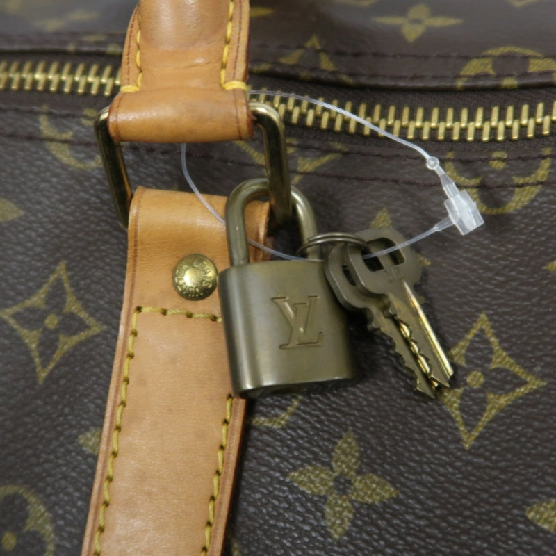 LOUIS VUITTON Keepall 55 Bandouliere Monogram Travel Boston Bag Pvc Brown With Lock, 2 Keys, Shoulder Strap, Name Tag And Dust Bag