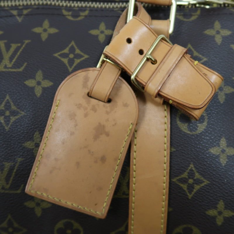 LOUIS VUITTON Keepall 55 Bandouliere Monogram Travel Boston Bag Pvc Brown With Lock, 2 Keys, Shoulder Strap, Name Tag And Dust Bag