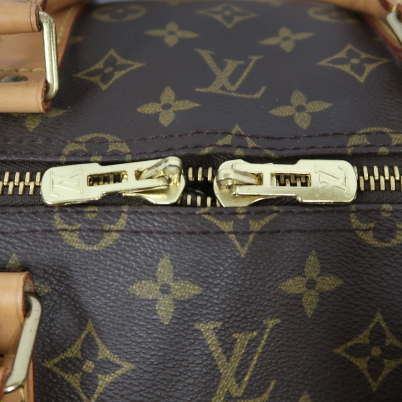 LOUIS VUITTON Keepall 55 Bandouliere Monogram Travel Boston Bag Pvc Brown With Lock, 2 Keys, Shoulder Strap, Name Tag And Dust Bag