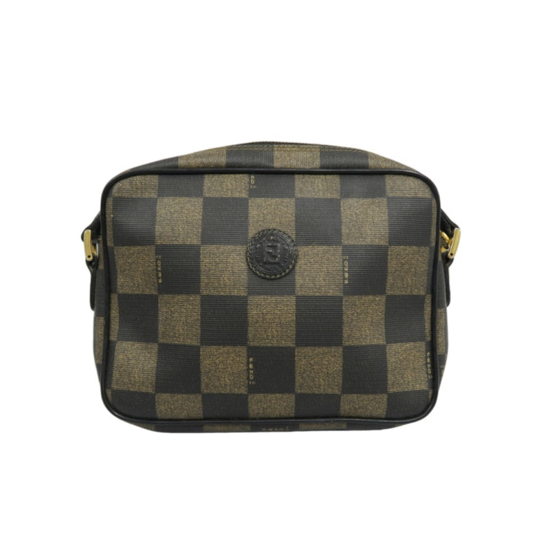 FENDI Pecan Shoulder Bag Brown Gold Hardware PVC Crossbody Bag