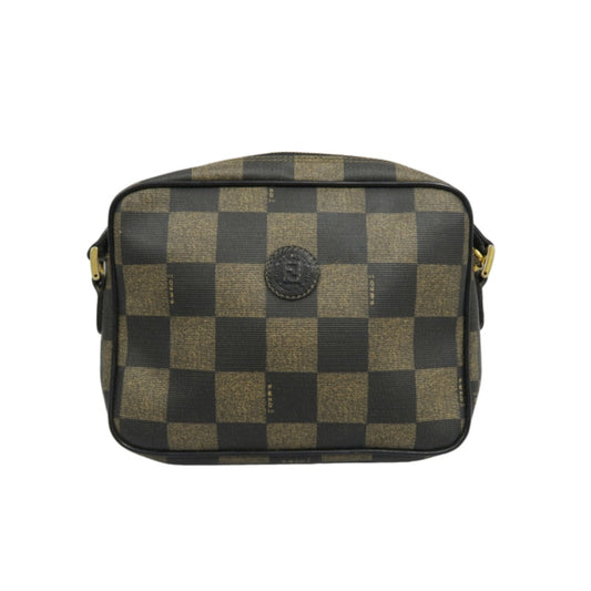 FENDI Pecan Shoulder Bag Brown Gold Hardware PVC Crossbody Bag