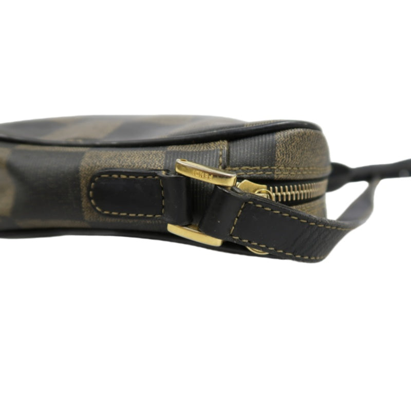 FENDI Pecan Shoulder Bag Brown Gold Hardware PVC Crossbody Bag