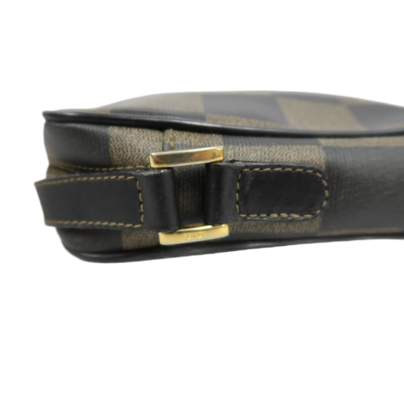 FENDI Pecan Shoulder Bag Brown Gold Hardware PVC Crossbody Bag