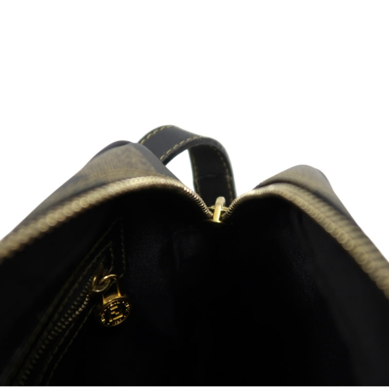 FENDI Pecan Shoulder Bag Brown Gold Hardware PVC Crossbody Bag