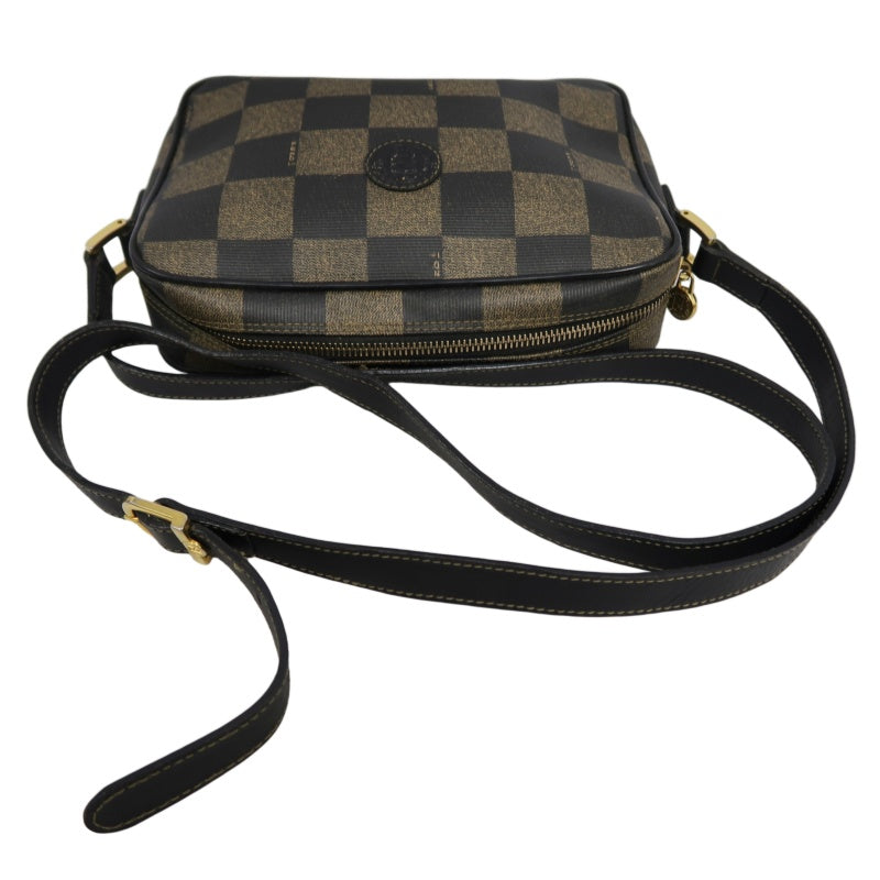 FENDI Pecan Shoulder Bag Brown Gold Hardware PVC Crossbody Bag