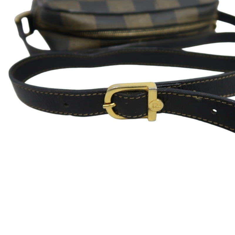 FENDI Pecan Shoulder Bag Brown Gold Hardware PVC Crossbody Bag