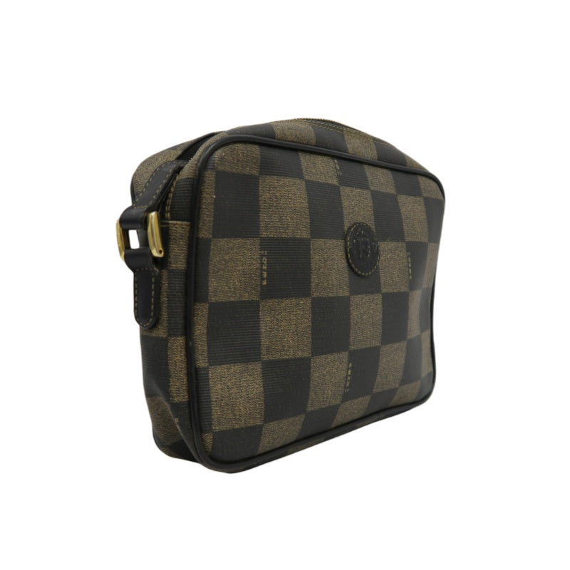 FENDI Pecan Shoulder Bag Brown Gold Hardware PVC Crossbody Bag