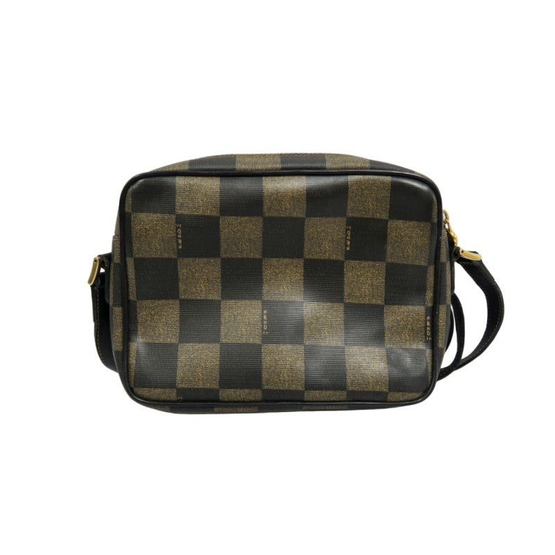 FENDI Pecan Shoulder Bag Brown Gold Hardware PVC Crossbody Bag