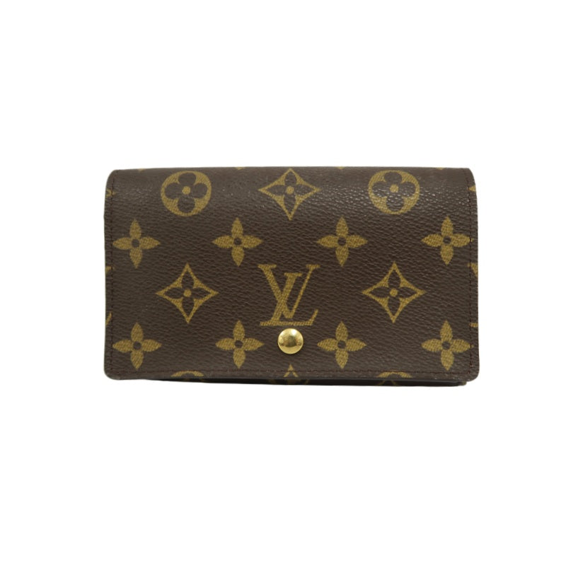 LOUIS VUITTON Monogram Porte-Monnaie Tresor Wallet PVC Brown Gold Snap Hardware