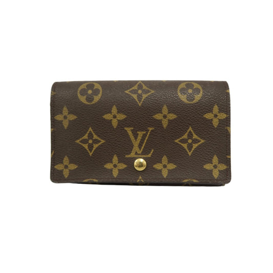 LOUIS VUITTON Monogram Porte-Monnaie Tresor Wallet PVC Brown Gold Snap Hardware