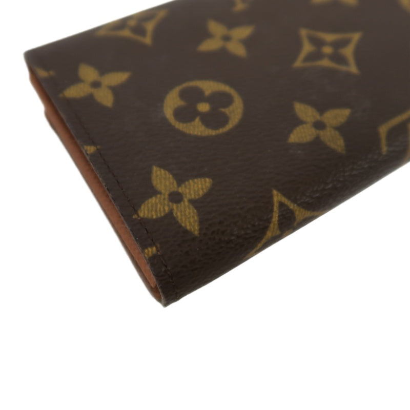 LOUIS VUITTON Monogram Porte-Monnaie Tresor Wallet PVC Brown Gold Snap Hardware