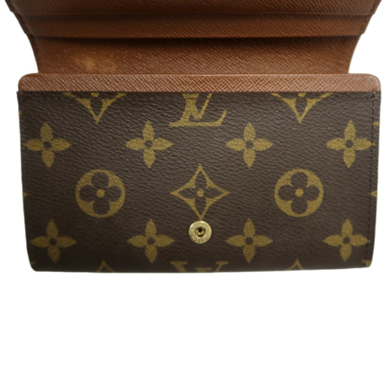 LOUIS VUITTON Monogram Porte-Monnaie Tresor Wallet PVC Brown Gold Snap Hardware