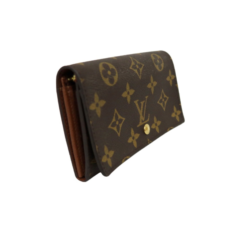 LOUIS VUITTON Monogram Porte-Monnaie Tresor Wallet PVC Brown Gold Snap Hardware