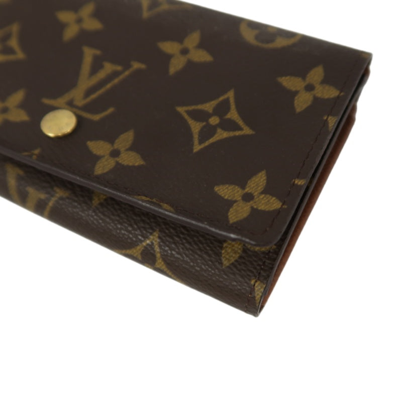 LOUIS VUITTON Monogram Porte-Monnaie Tresor Wallet PVC Brown Gold Snap Hardware