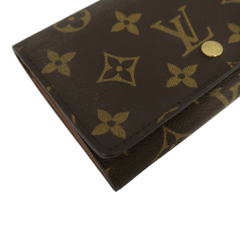 LOUIS VUITTON Monogram Porte-Monnaie Tresor Wallet PVC Brown Gold Snap Hardware