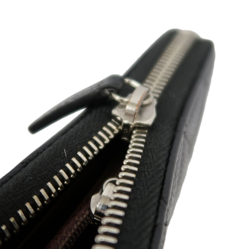 CHANEL Matelassé Round Zip Long Wallet, Caviar Skin, Black, Silver Hardware