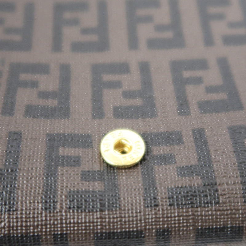 FENDI Zucca Long Wallet, Brown PVC, Gold Hardware